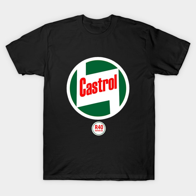 Castrol R40 Racing 2 Stroke Oil Tee T-Shirt by justswampgas